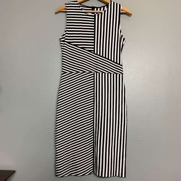 St. John Dresses & Skirts - ST JOHN | Santana knit black white stripe dress